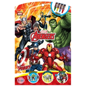 AVENGERS - FIGHT + จิ๊กซอว์ สีเทียน และสติ๊กเกอร์