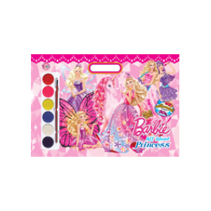 Barbie: All About Princess Giant Coloring book + สติ๊กเกอร์ + สีน้ำ