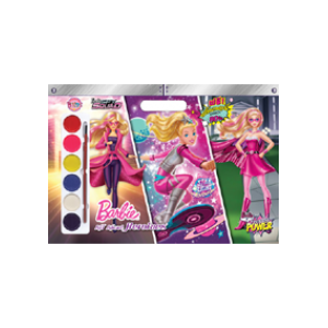 Barbie: All About Heroines Giant Coloring book + สติ๊กเกอร์ + สีน้ำ