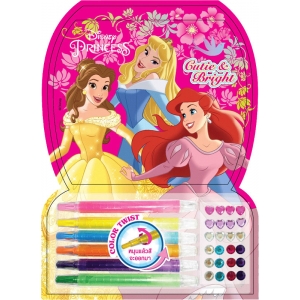 Disney Princes Color Twist - Cutie & Bright  + ดินสอสีหมุนได้ สติ๊กเกอร์คริสตัล และสติ๊กเกอร์