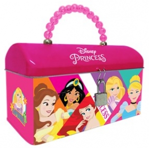Disney Princess Tin Bag (สีชมพูเข้ม) พร้อมบิสกิตกลิ่นนม